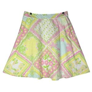 Lilly Pulitzer Vtg Pastel‎ Floral Cotton A-Line Skirt Sz 6 Lined Cottage Coastal